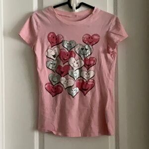 🎁 Girl's Pink Heart Pattern T - Shirt
